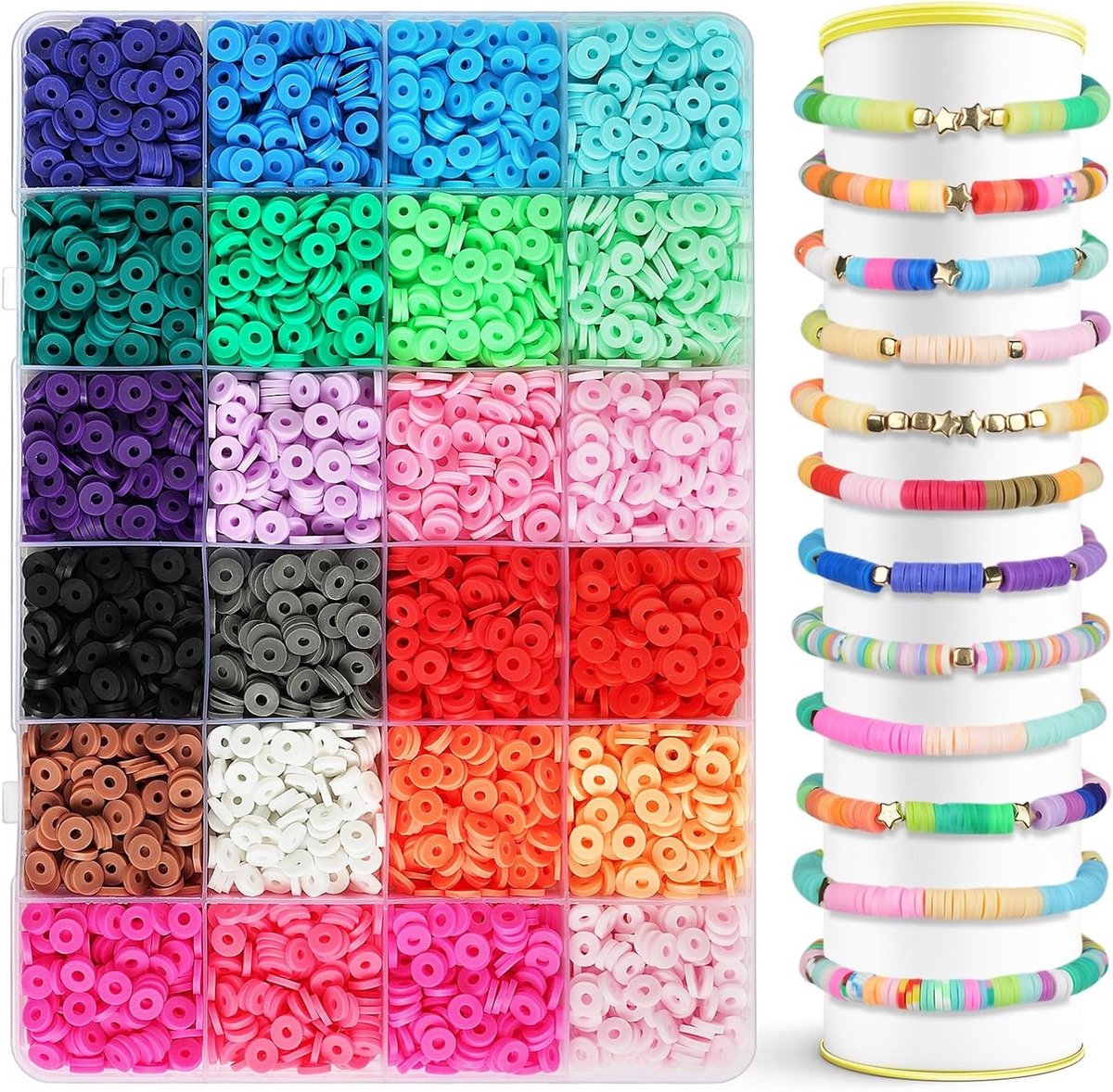 Kleurrijke Klei Kralen Set met 4500 Heishi Kralen, Perfect voor Armband Maken, Sieraden en Creatieve Knutselprojecten
