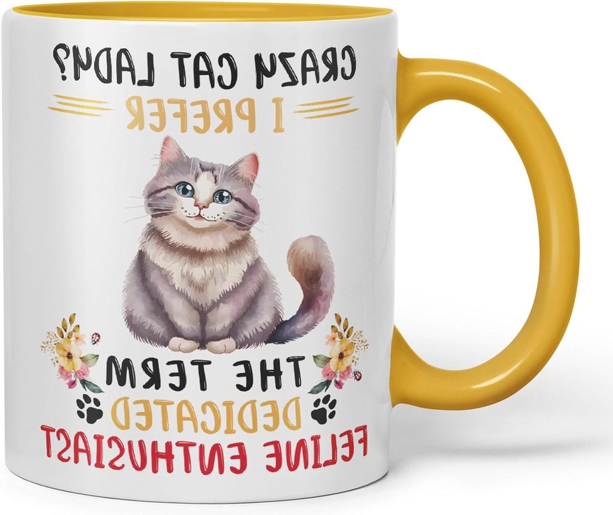 Keramische Mok - Thee Koffie Cup - Warme Dranken Genieten - Dubbelzijdig Bedrukt - 330 ml - Geel
