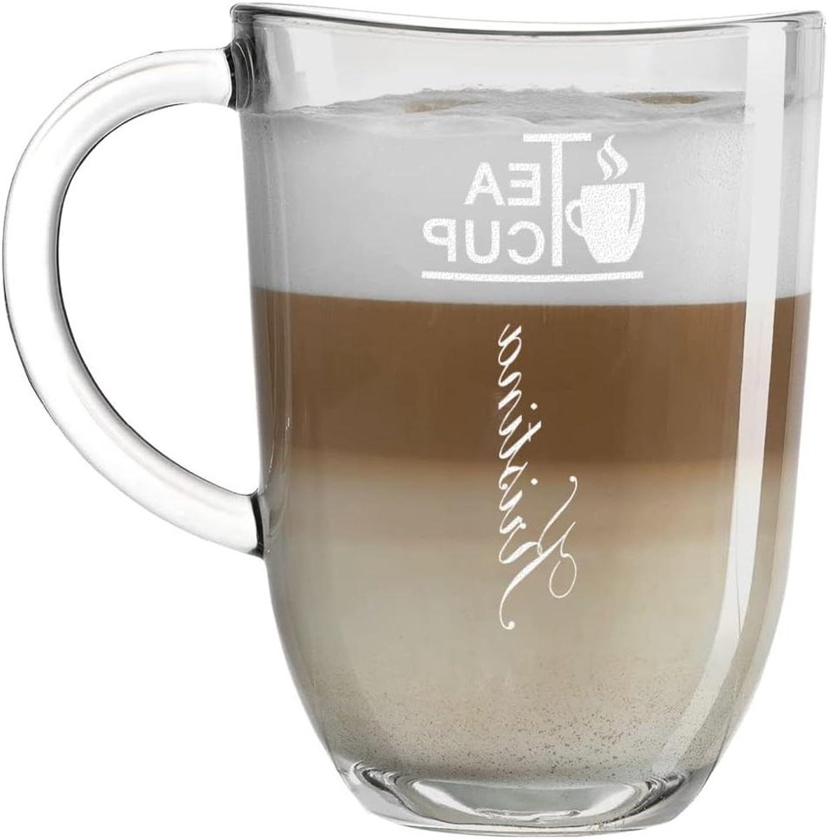 Koffiemok met Gravure - Theeglas Mok - Persoonlijk Cadeau - Polar Effect Glas - 365 ml - Melkwit