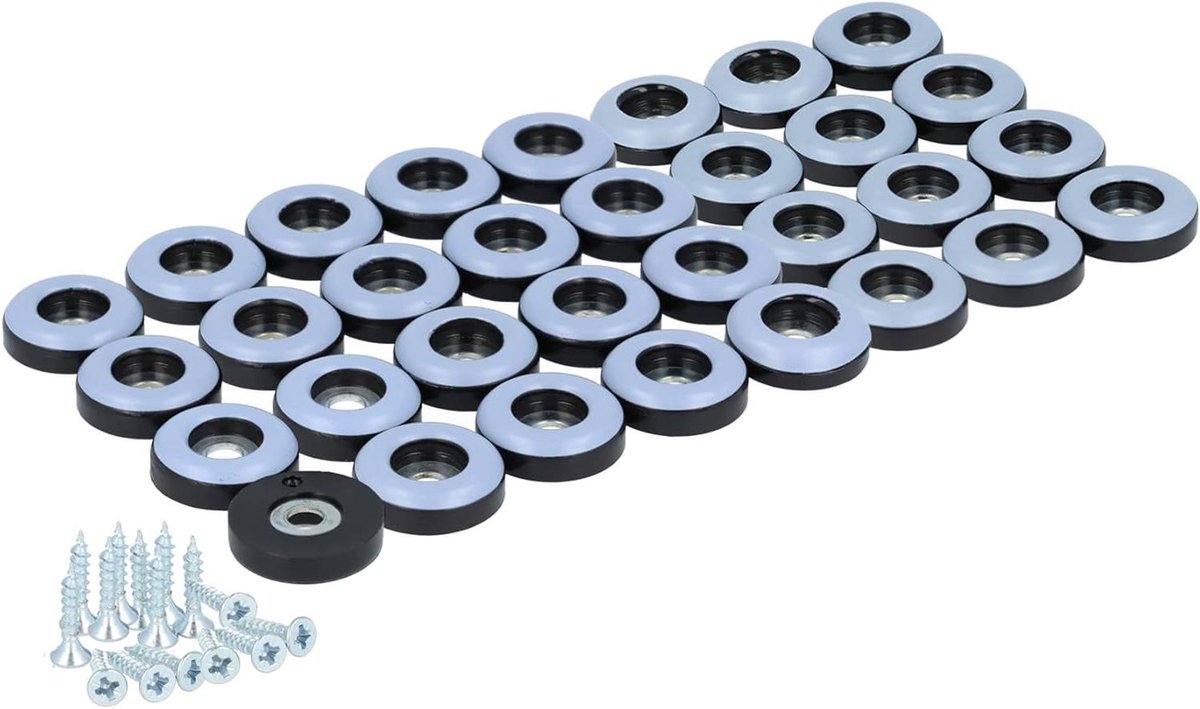 Meubelglijders Rond - PTFE Glijders Schroef - Meubels Verplaatsen - Vloer Bescherming - 19 mm Diameter - Grijs/Blauw