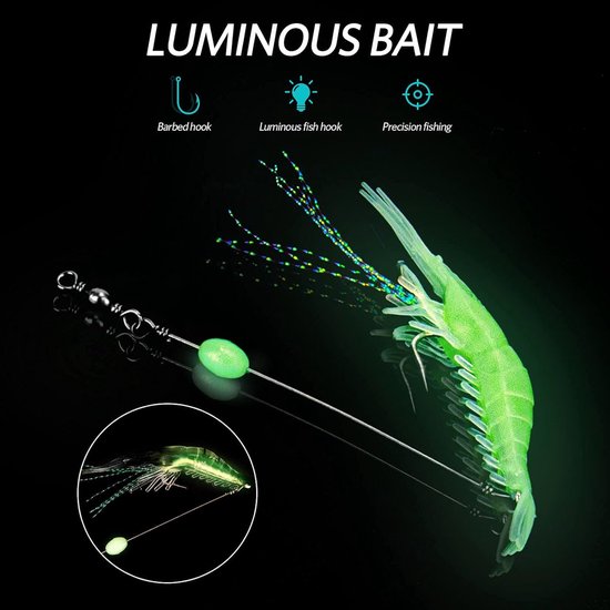 Zoutwater Vis Lokaas - Garnalen Baits Set - Vissen in Zee - Lichtgevende Haken - 10 Stuks - Gemengde Kleuren — afbeelding 5