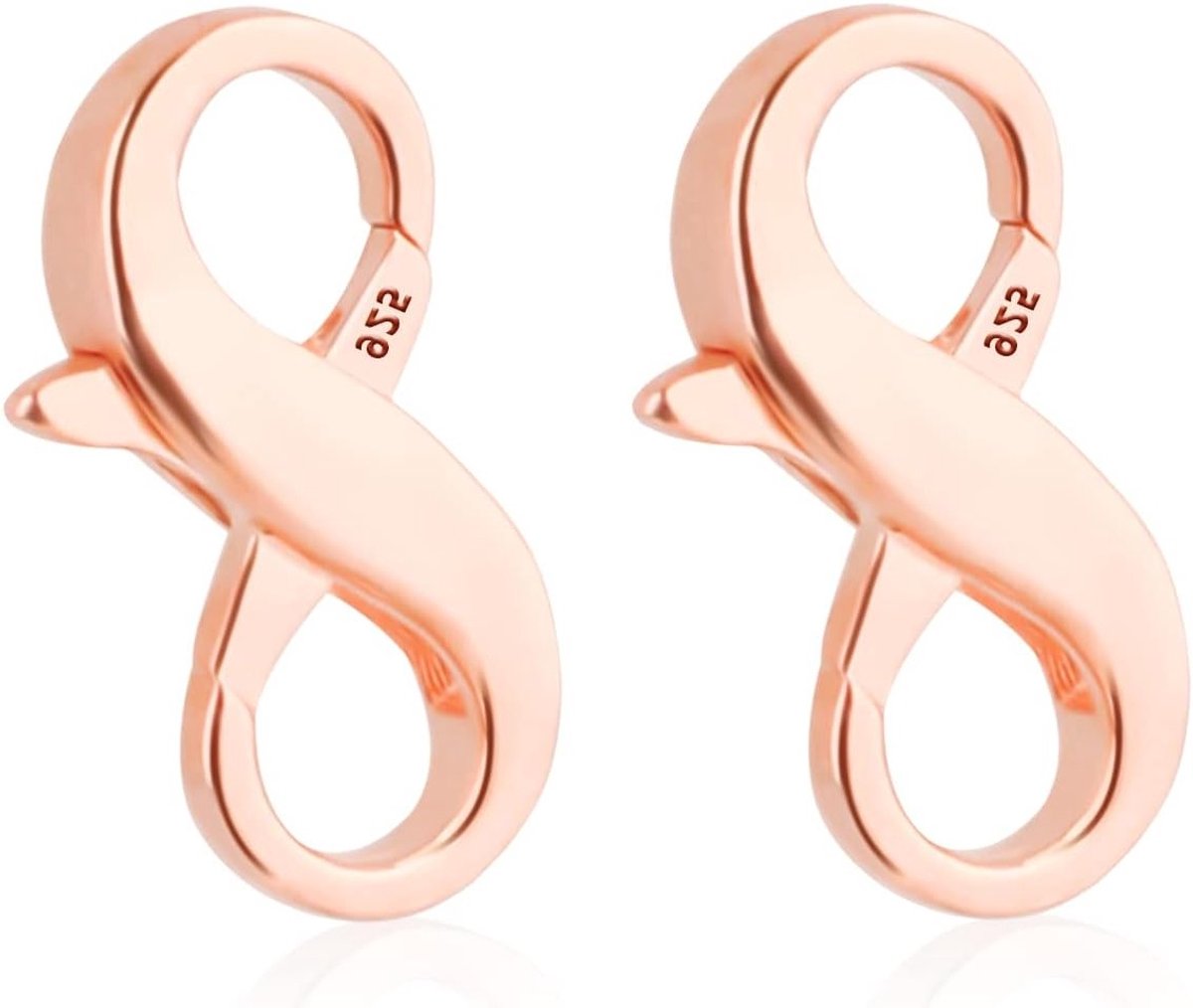 2 Stuks Dubbele Opening Kreeftsluitingen, Roze Goud 925 Sterling Zilver Kralen Sluitingen voor Sieraden Maken en Repareren, Ideaal voor DIY Projecten en Kettingen (1.5cm)