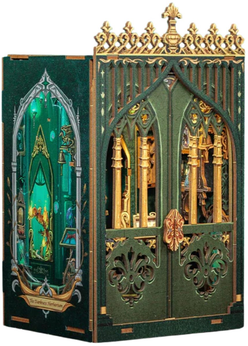 CuteBee Book Nook - Modelbouw - Houten 3D Puzzel - DIY Bouwpakket Volwassenen en Volwassenen - Boekensteun - Boekenhouder - The Darkness Hernarium