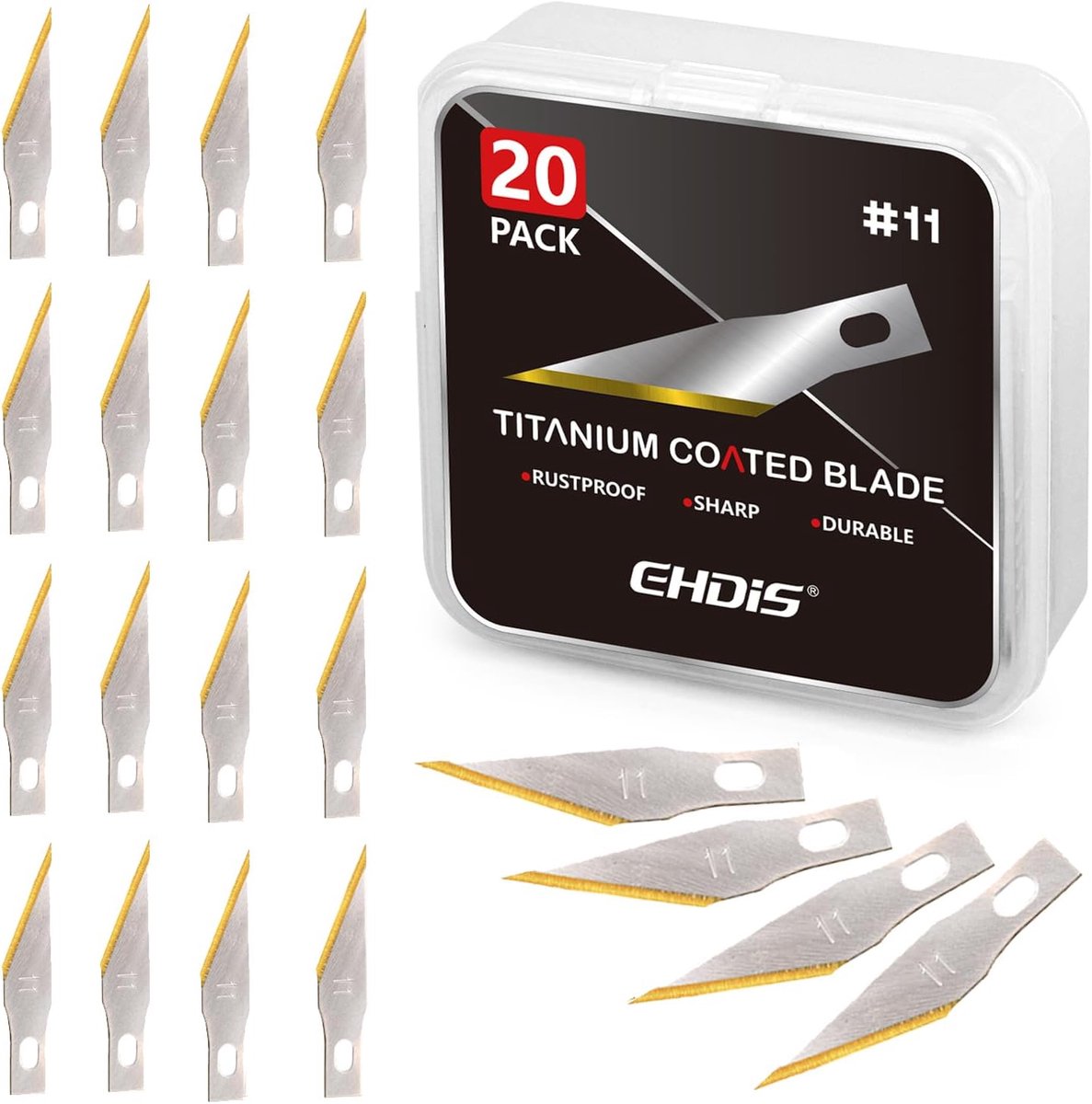 Pack of 20 Precision Cutting Knives - Titanium Blades - Model Making Scalpel Knives - Includes Storage Box