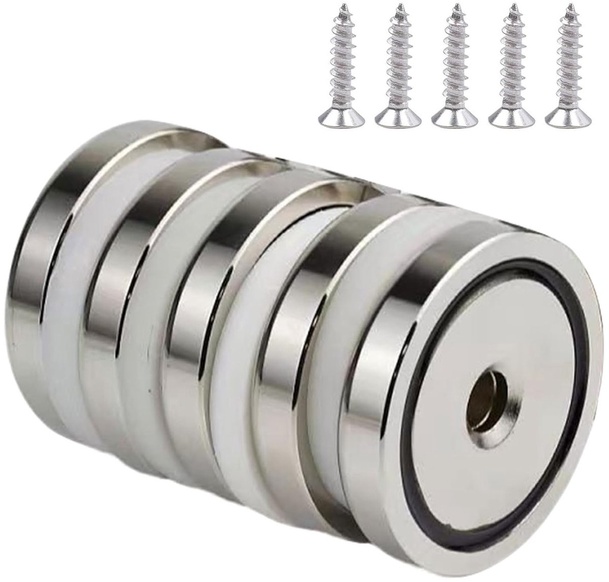 Neodymium magneten 20 mm - Sterke zilveren magneten met schroeven, 5 stuks voor diverse toepassingen