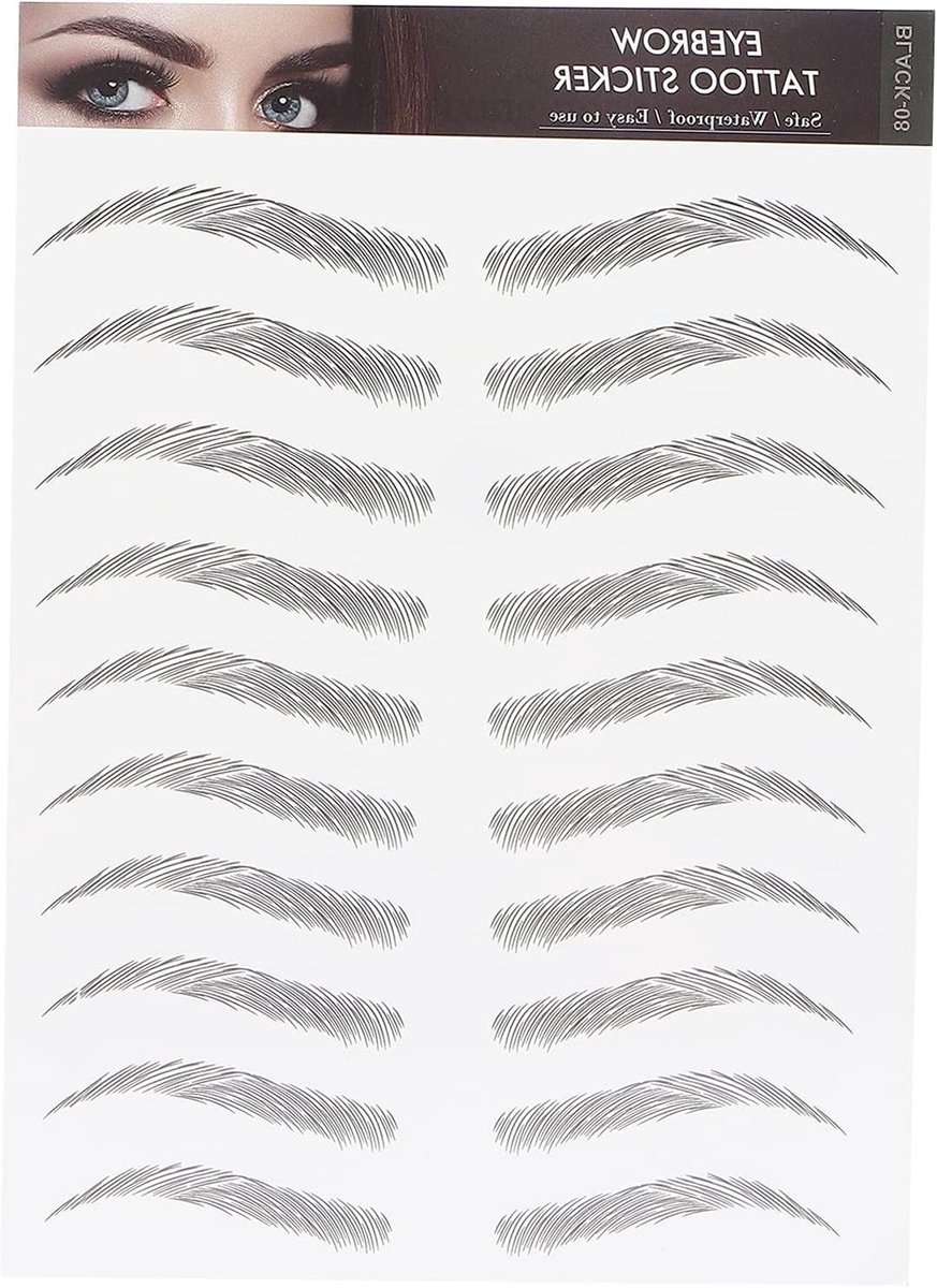 Wenkbrauw Tattoo Sticker - Haar-achtige Wenkbrauwen - Natuurlijke Make-up - Langdurig Waterdicht - 21 x 14.7 x 1.9 cm - Zwart