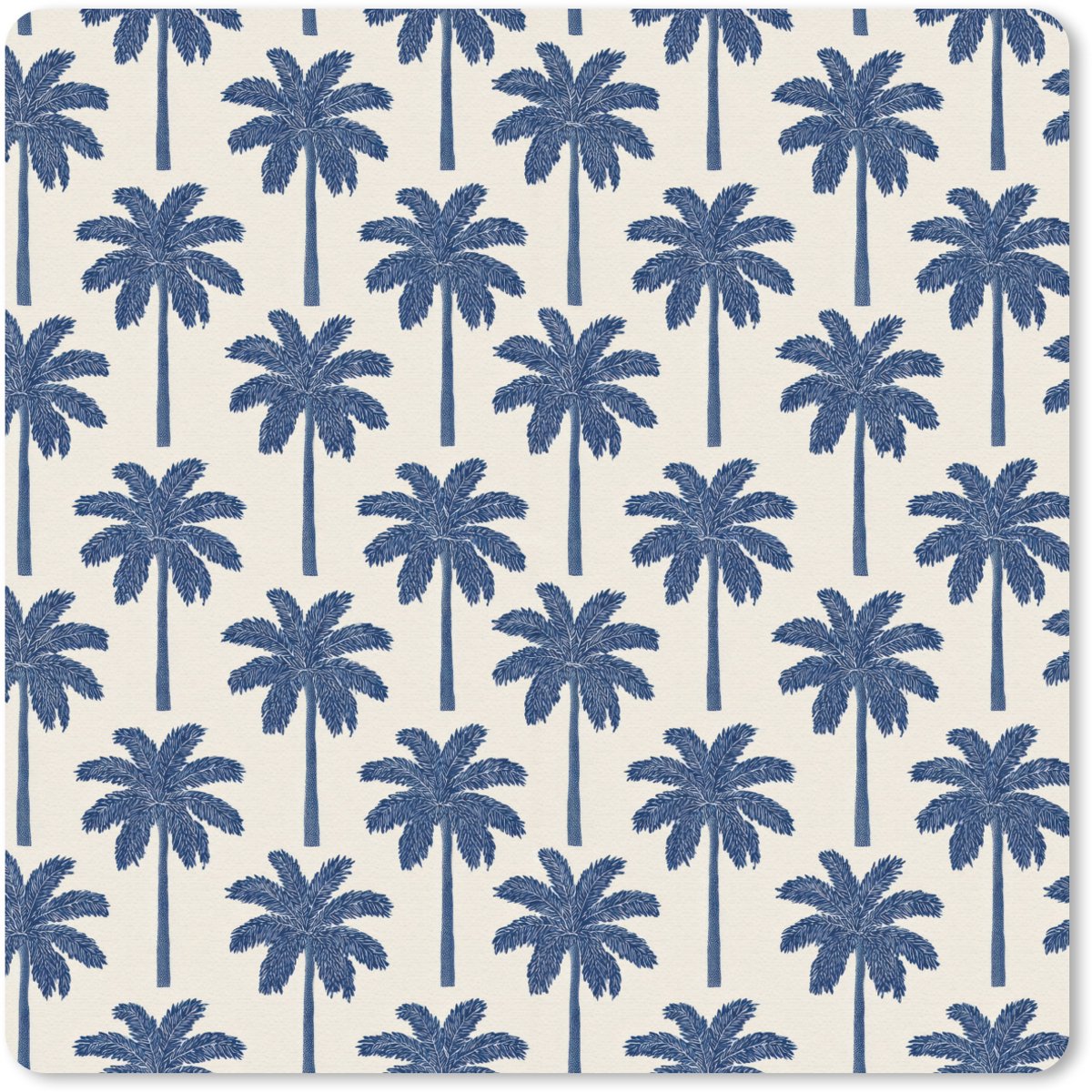 Muismat 20x20 cm - Mousepad Symmetrisch - Palm - Blauw - Muismatten