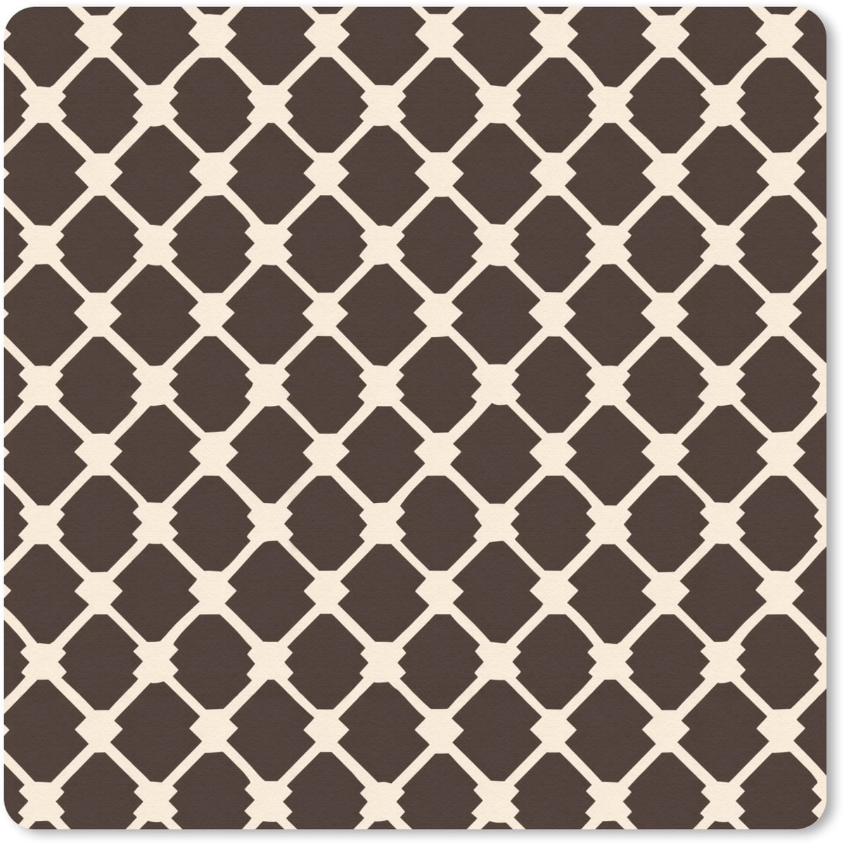 Muismat 30x30 cm - Mousepad Bruin - Ruitpatroon - Geometrisch - Muismatten