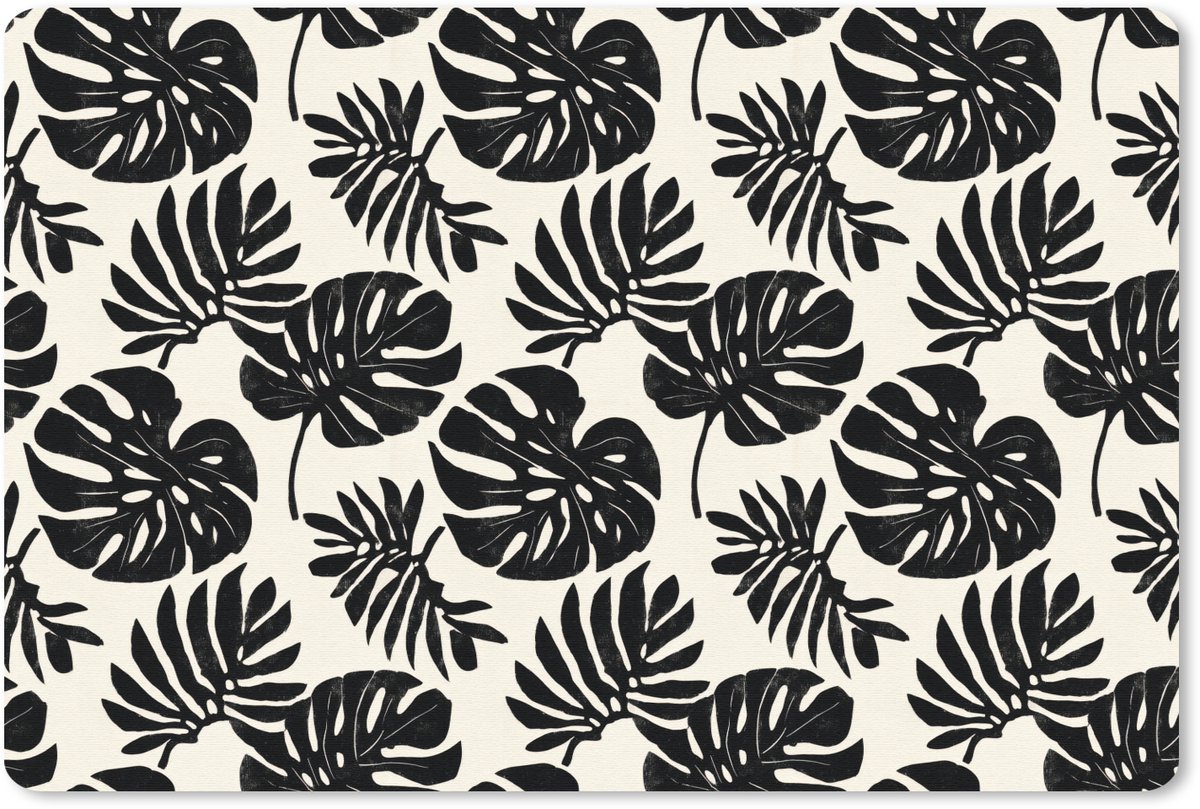 Muismat 13x8 cm - Mousepad Modern - Monstera - Zwart - Muismatten