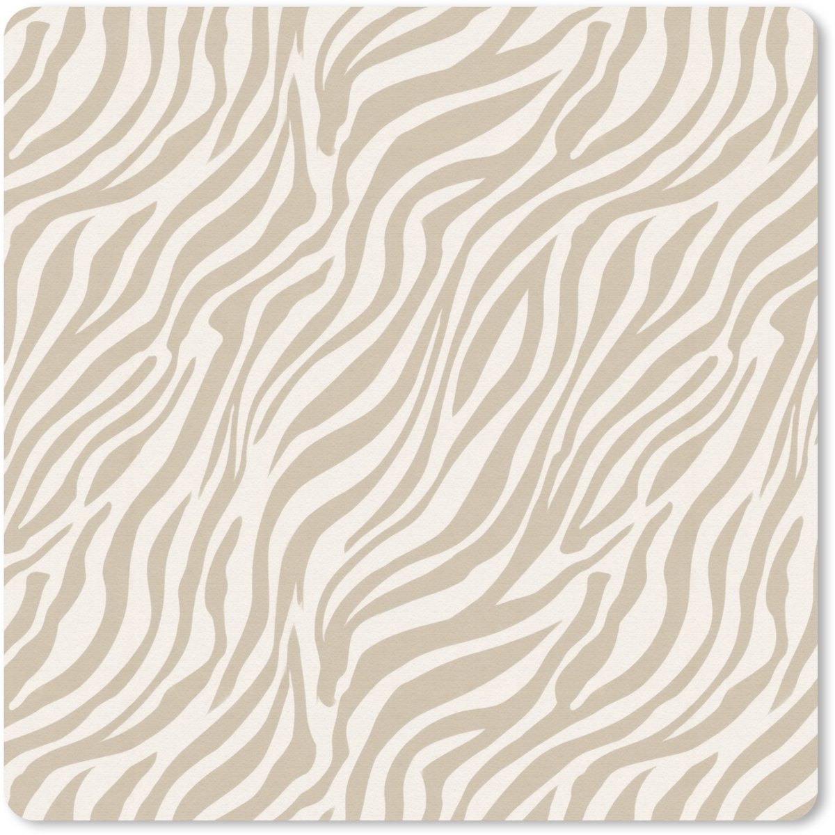 Muismat 20x20 cm - Mousepad Zebra - Patroon - Beige - Muismatten
