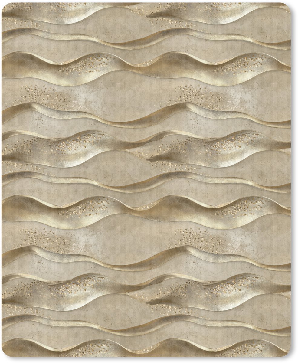 Muismat 12x16 cm - Mousepad Golven - Patroon - Goud - Muismatten