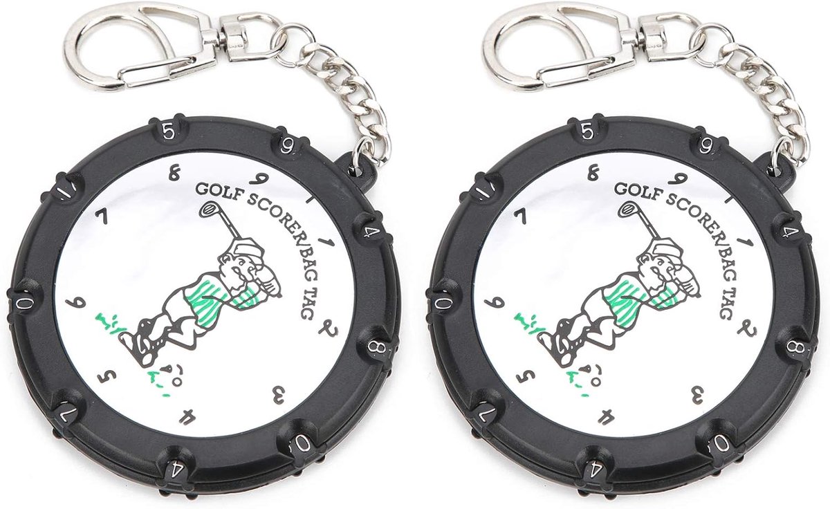 2pcs Golf Score Counters - Portable Stroke Counter - Double Sides - 18 Holes Golf Scorer - Golf Accessory met Keychain