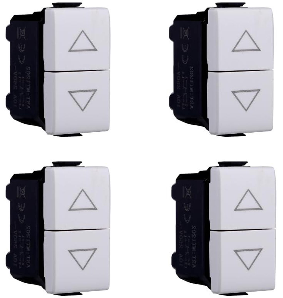 Dubbele Drukknoppen - Wisselschakelaars - Verlichting Bediening - Matix Serie Compatibel - 45 x 45 x 23 mm - Wit