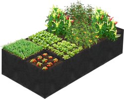 128 Gallons 8 Grids Fabric Raised Garden Bed - 180cm x 90cm x 30cm - Non-woven Breathable Grow Bags - Thickened Root Aeration Garden Pot Containers met Strap Handle voor Bloemen - Groenten - Fruit