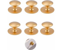 Pack of 6 Furniture Knobs - Gold Stainless Steel - Zelfklevende Knoppen voor Meubels - Sterke Lijm voor Kastdeuren en Ladehandvatten