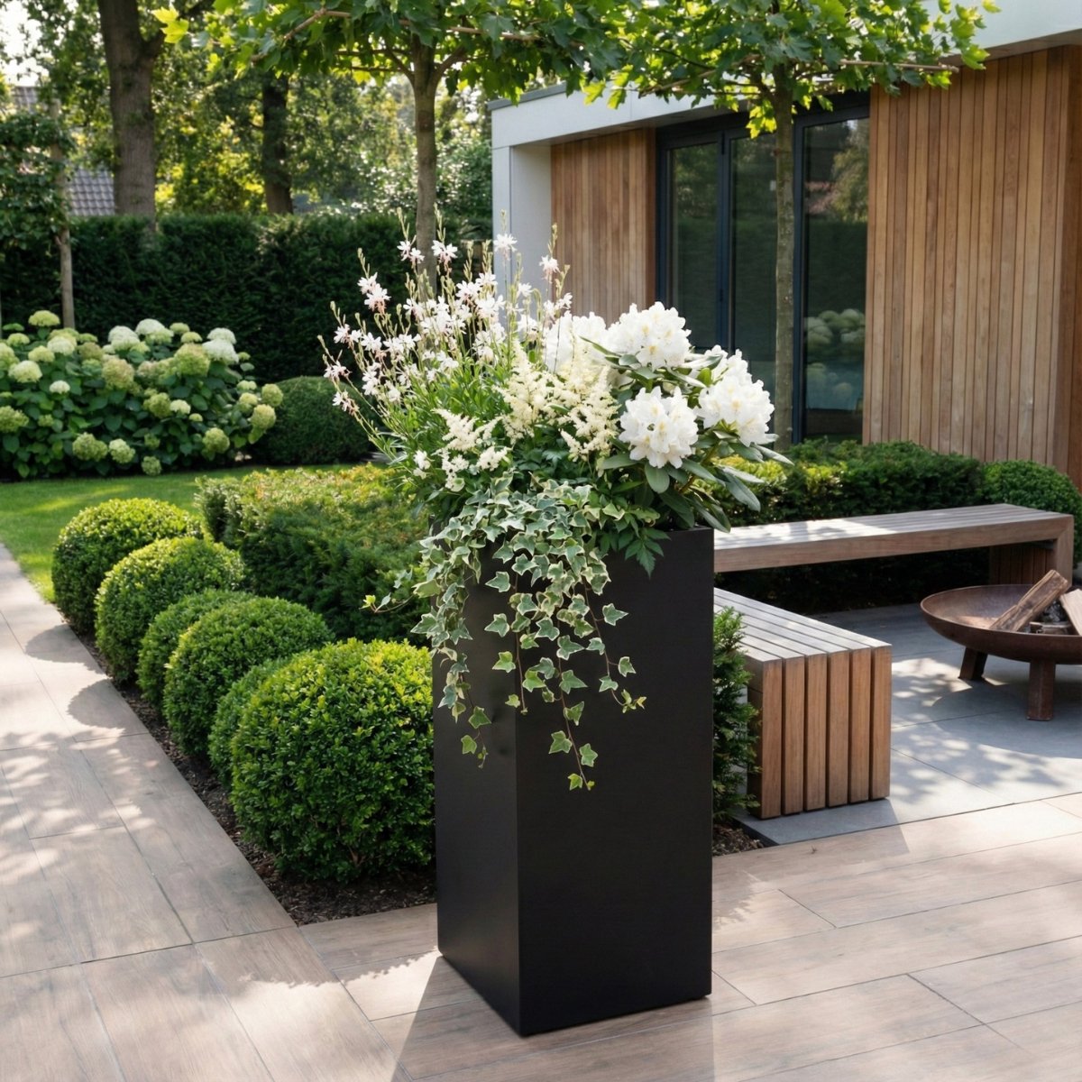STEAEL VARNI – Stalen Plantenbak – 40 x 40 x 80 cm – Zwart