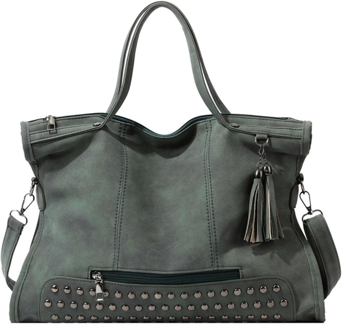 Dames Handtas - Schoudertas Hobo - Vrije Tijd - Hoge Capaciteit - 42 x 13 x 27 cm - Zwart