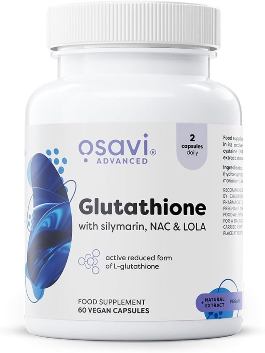 Osavi Glutathion Complex 60 Capsules - Met L-Glutathion, NAC, Silymarine en LOLA - Glutenvrij, Veganistisch en Halalcertificaat