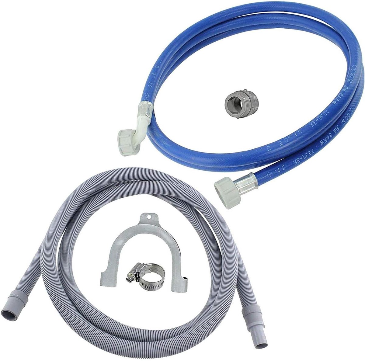 Vaatwasser Slangenset - Waterslang Afvoer - Vaatwasser Reparatie - Universele Pasvorm - 2.5 Meter - Grijs