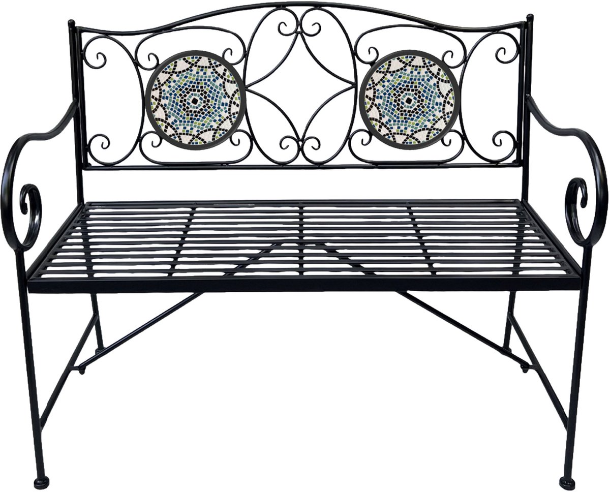 AXI Margot Mozaïek Tuinbank Multikleur – Metalen Tuinbank – 107 x 54 x 92 cm – Tuinbank voor 2 Personen - Mozaïeklook – Ingelegd met keramische tegels – Voor tuin, terras en balkon
