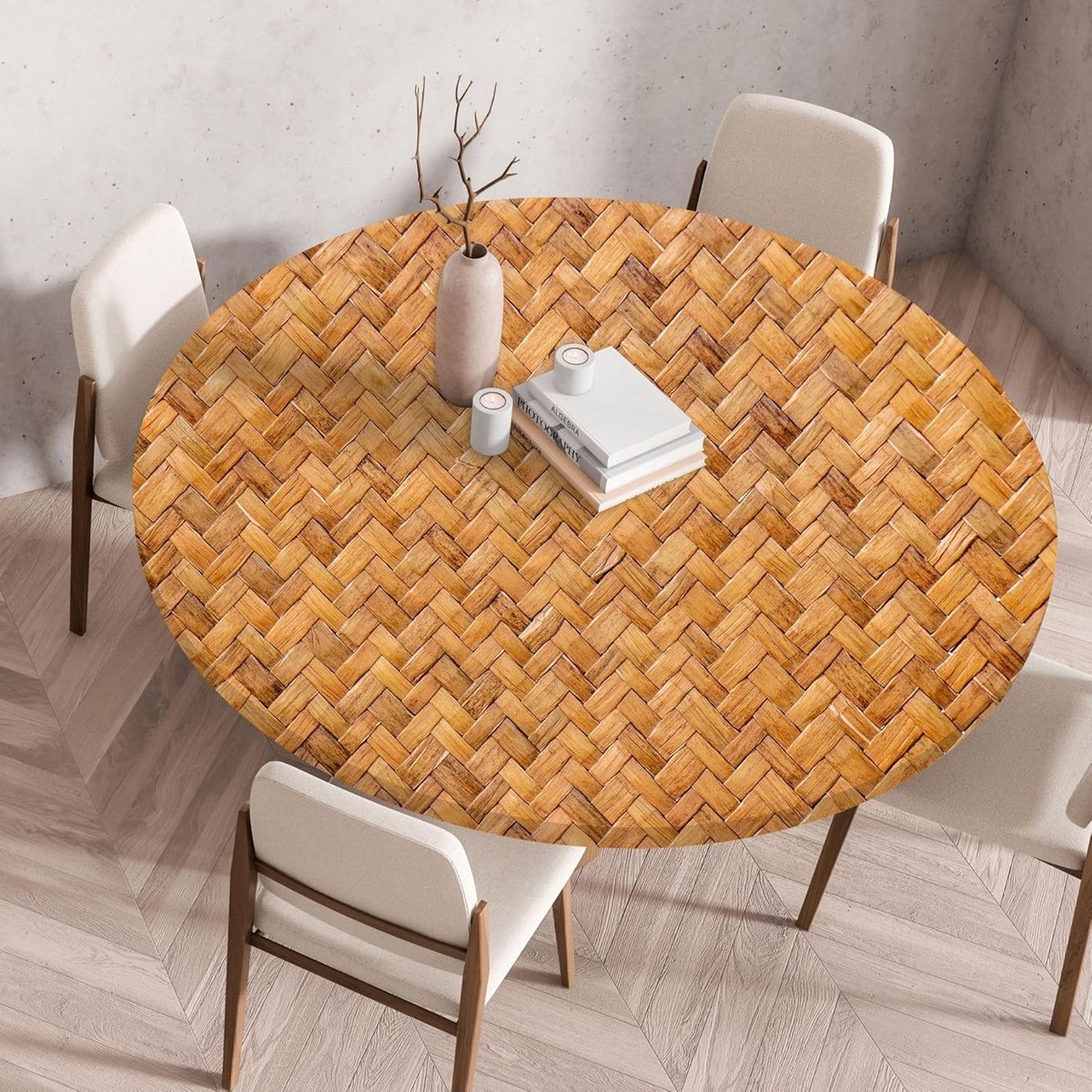 Rond Tafelkleed - Afveegbaar Kleed - Tafel Beschermen - Elastische Rand - 80 cm - Rotan