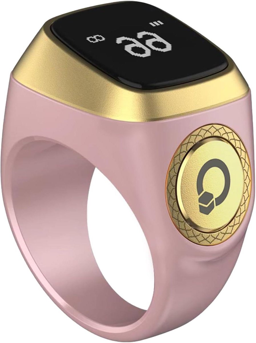 Smart Tasbih Ring - Digitale Zikr Teller - Gebed Tellen - Ingebouwde Alarmfunctie - 20mm - Pink