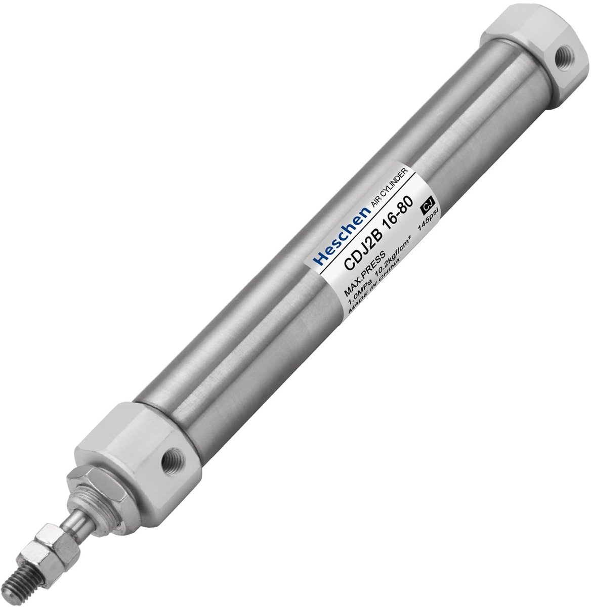Store_9 - Slim air cylinder - Pneumatische cilinder - Krachtige prestaties - Kleur zilver - 16 mm boring - 80 mm slag - Ideaal voor automatisering ...