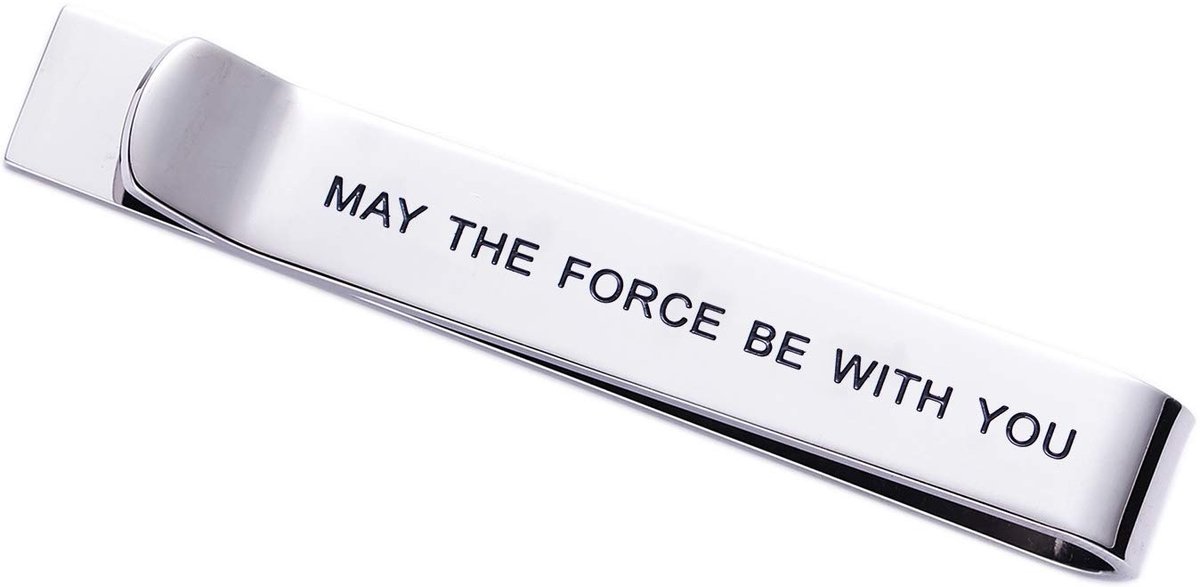 SPHProducts - May The Force Be with You - Star Wars Tie Clip - Grappig cadeau - Roestvrij staal - Dassenclip voor mannen en vrouwen - Perfect voor Sta