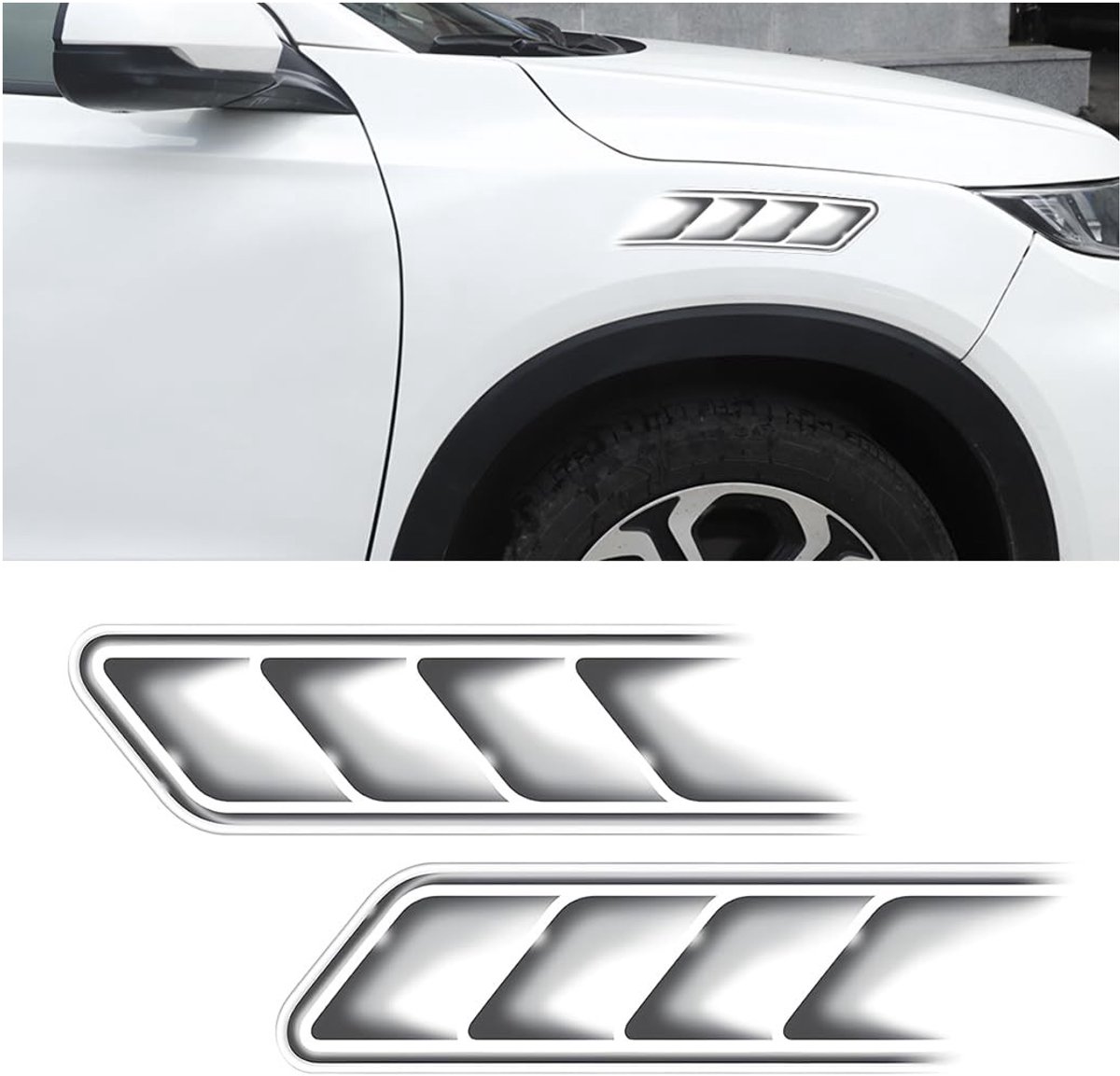 ONF3 - Turbo-motorkap - Decoratieve luchtstroom - Zilver - Aanzuigschep - Modificatie-accessoires voor auto's - Geschikt voor elke auto