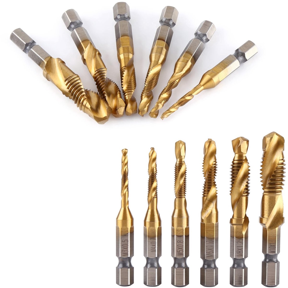 Golden crown - Boorkraan Set - Metrische Schroefdraad - Boor en Tap Bits - 6 Stuks - Draad Tap Gereedschap - Geschikt voor Metaal