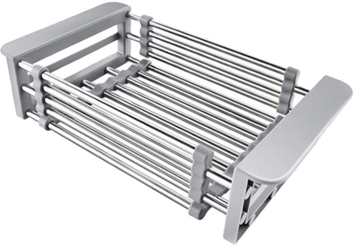SPHProducts - Uitbreidbaar Droogrek - Rvs Keuken Rack - Duurzaam en Flexibel - Grijs - Voor Schotel Drogen en Opslag - Keukenaccessoire