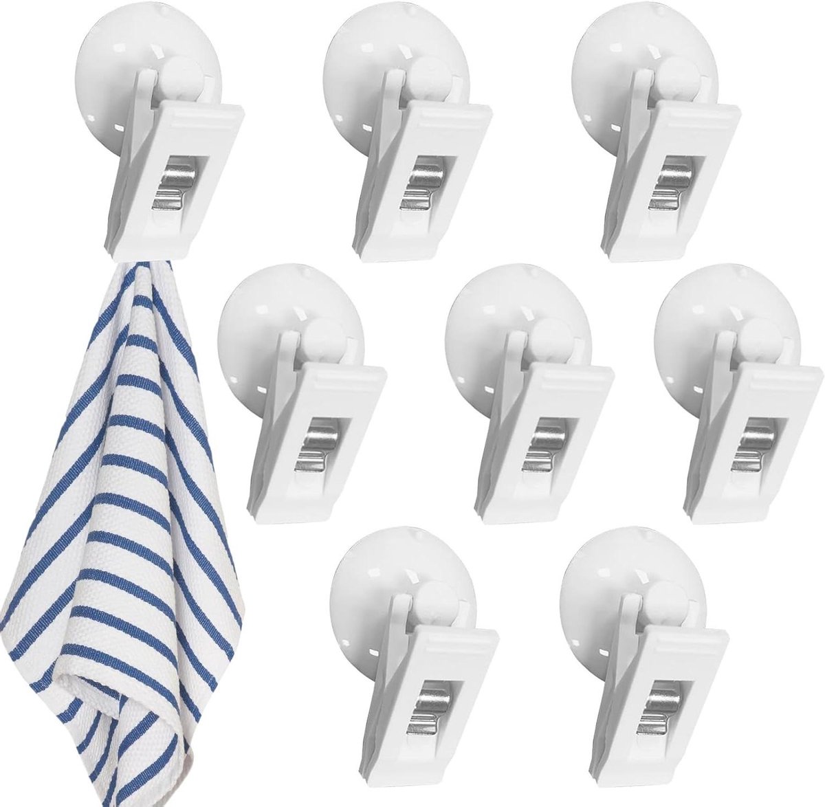 Zuignap Clips - Haken Klemmen - Spatscherm Bevestigen - Sterke Zuigkracht - 8 stuks - Wit