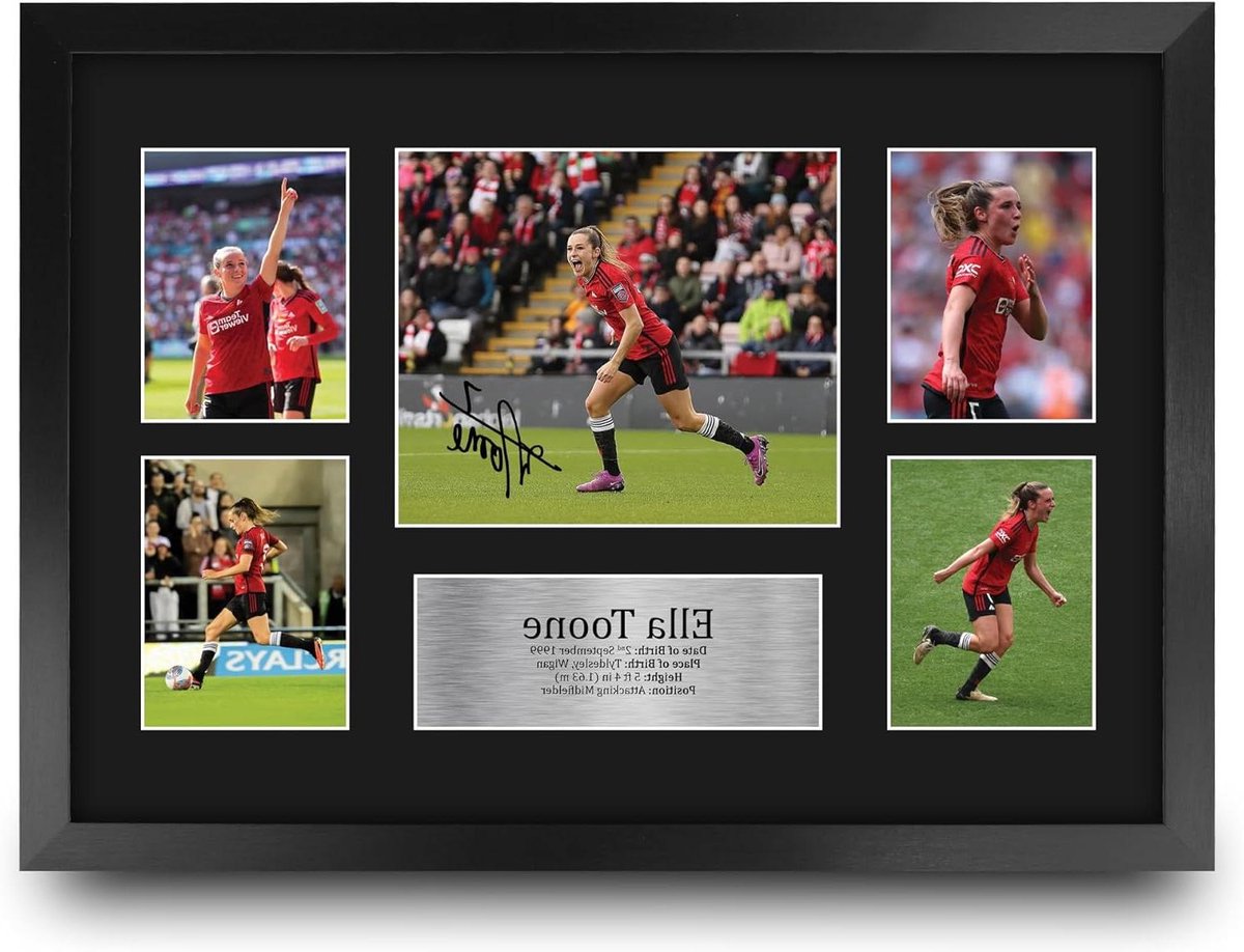 Gesigneerde Foto Display - Voetbal Memorabilia - Cadeau voor Fans - Gedrukte Replica Handtekening - A3 44x33 cm - Zwart
