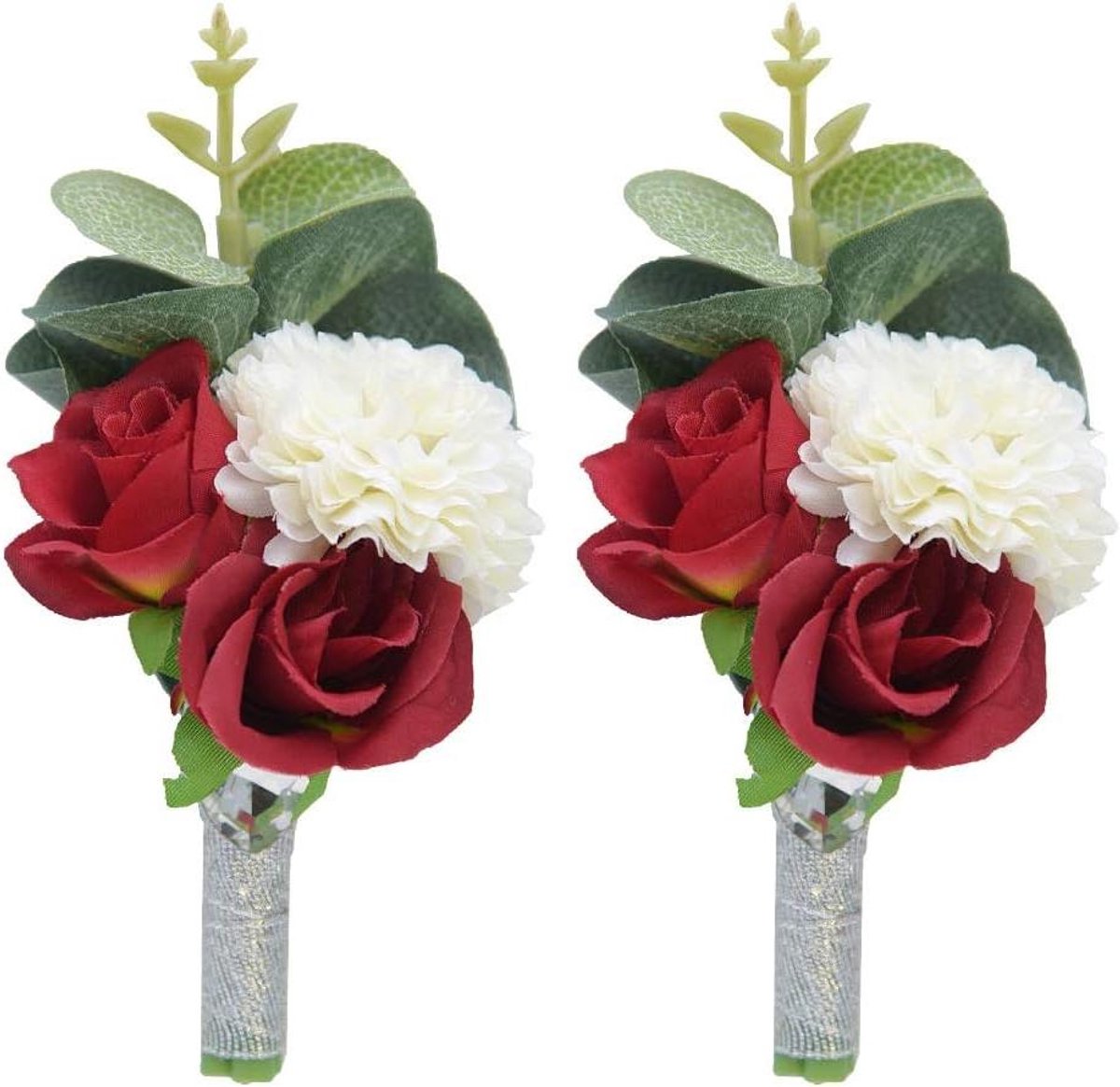Bruiloft Knoopsgaten - Bruidsboeketjes Corsage - Bruiloft Decoratie - Handgemaakte Zijden Stof - 10 cm - Rood