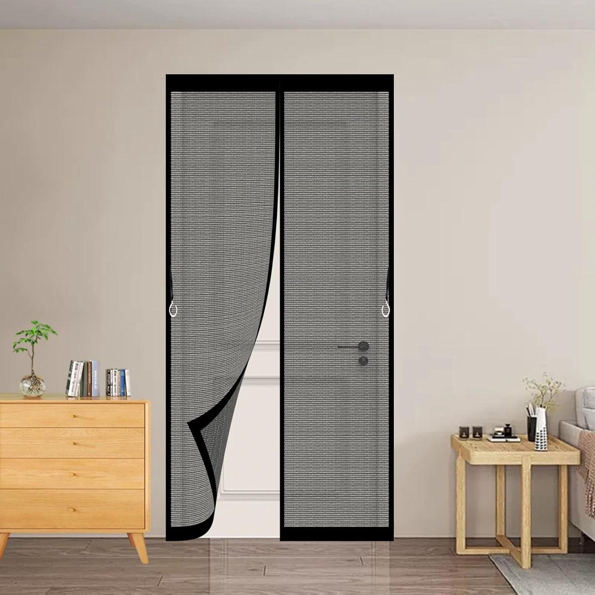 Magnetisch Hor - Vliegenhor Raam - Insecten Buiten Houden - Automatische Sluiting - 87 x 223 cm - Zwart