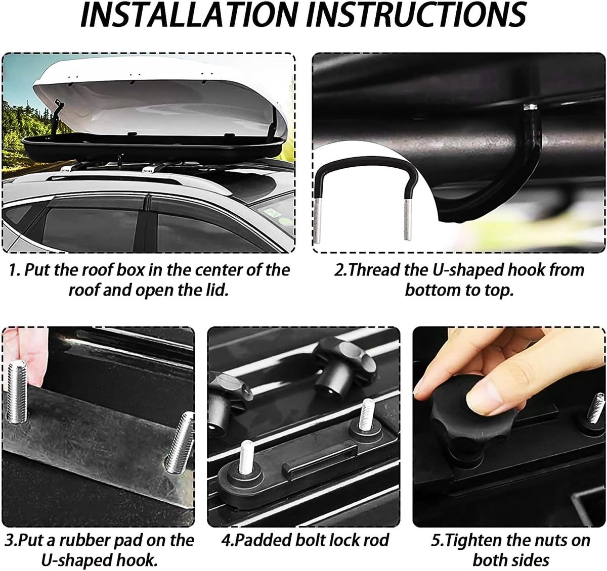 Dakbox Bevestigingsset - Universeel Dakdragerset - Gegalvaniseerd Staal - Anti-slip Rubber - Snelle Montage - Voor Auto, Camper & Reis – foto 3