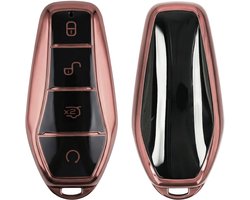 kwmobile autosleutel hoesje geschikt voor BYD Atto 3 / Sealion / Han / Tang / Dolphin / Seal hoes - TPU autosleutel behuizing - Beschermende auto sleutel case - Sleuteletui in hoogglans roségoud