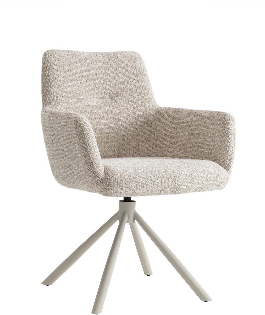Furnihaus - Wald - Draaibare - Eetkamerstoel met armleuning - Beige - 360°