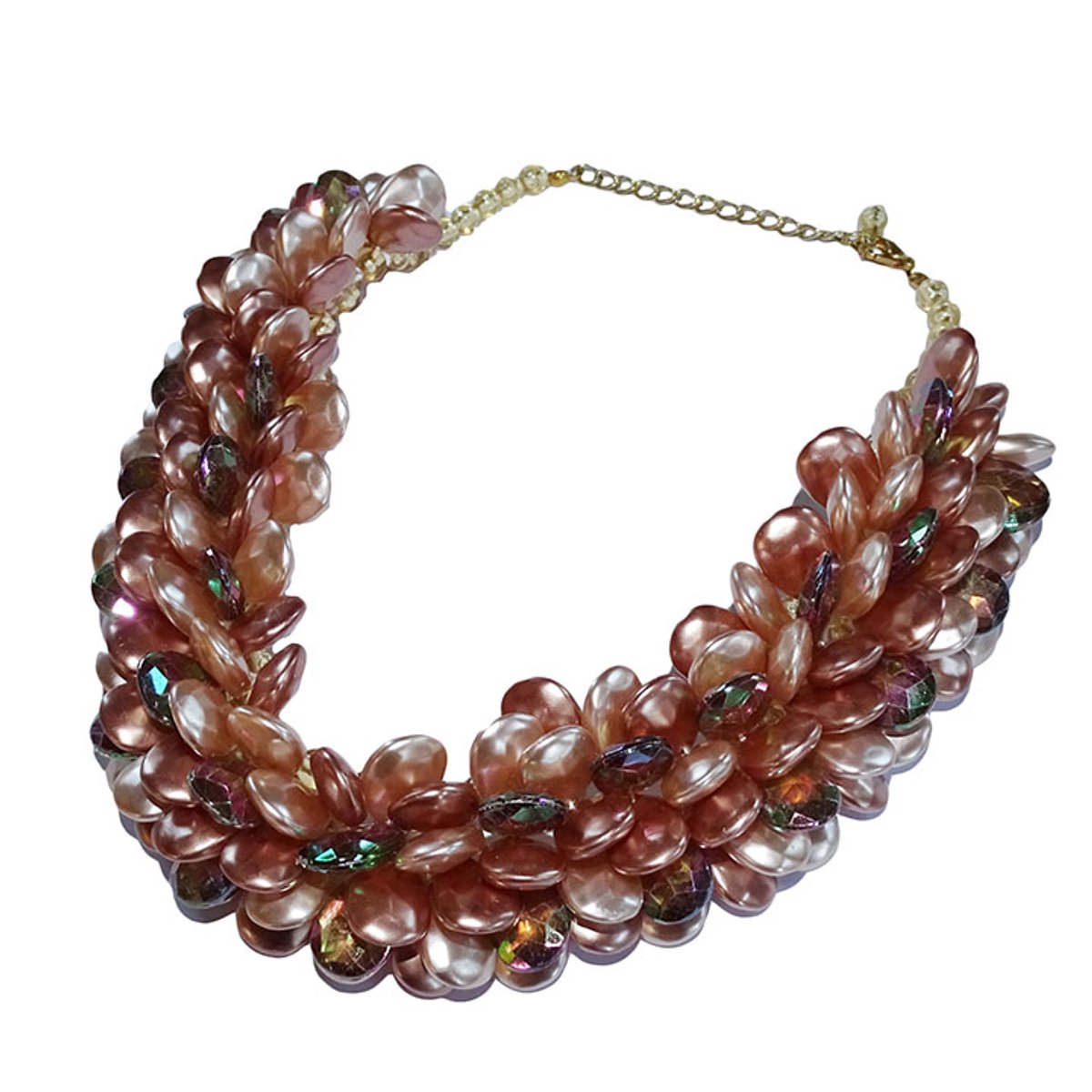 Statement Ketting Multiparel Druppel Collier Bruin/Beige