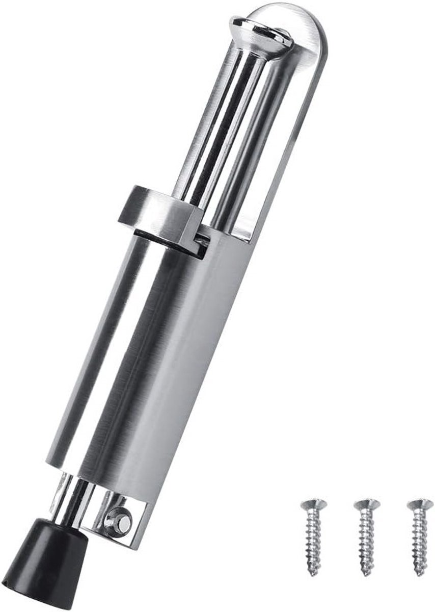 Zware, Veilige Deurstopper met Veermechanisme - 15 cm Hoog, Zinklegering en Zachte Rubber Basis voor Stabiliteit en Bescherming