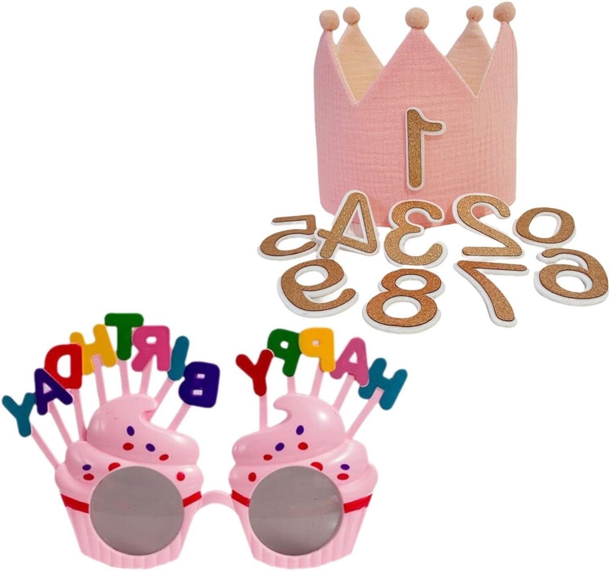 Verjaardagskroon voor Kinderen, Verstelbare Muslin Kroon met Digitale Patch, Feestelijke Hoed voor Verjaardagsfeest, Perfecte Decoratie voor Kinderfeestjes