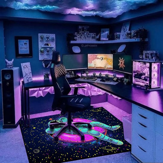 Astronauten Tapijt - Glow in the dark vloerkleed - Kinderkamer decoratie - UV reactief ontwerp - 120 x 180 cm — afbeelding 3