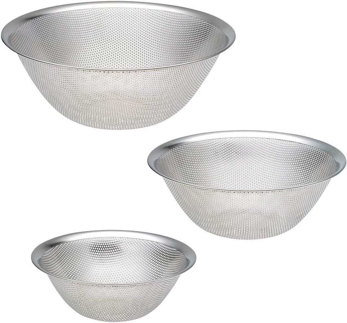 Sori Yanagi Zeef - Keuken Zeef - Keuken Gebruik - Japans Design - 19 23 27 cm - Zilver