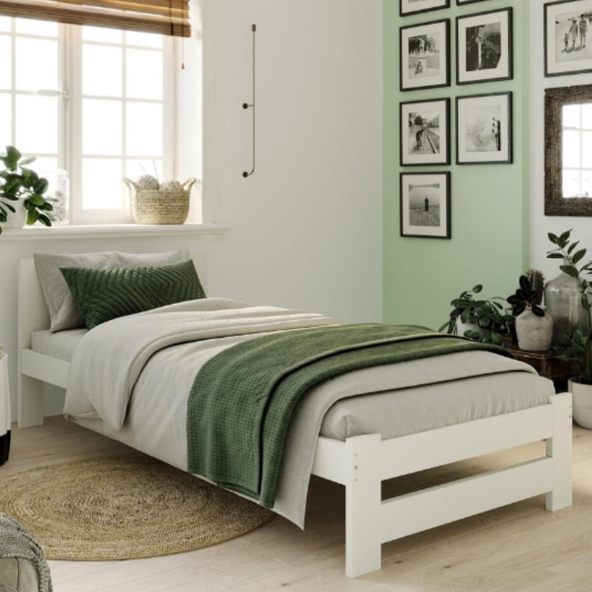 Houten Bed - Eenpersoonsbed Massief - Comfortabel Slapen - Scandinavisch Grenen - 90 x 200 cm - Wit