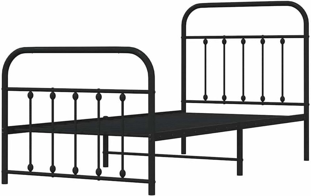 Metalen Bedframe - Ledikant Ombouw - Slaapkamer Inrichten - Robuuste Constructie - 90x190 cm - Zwart