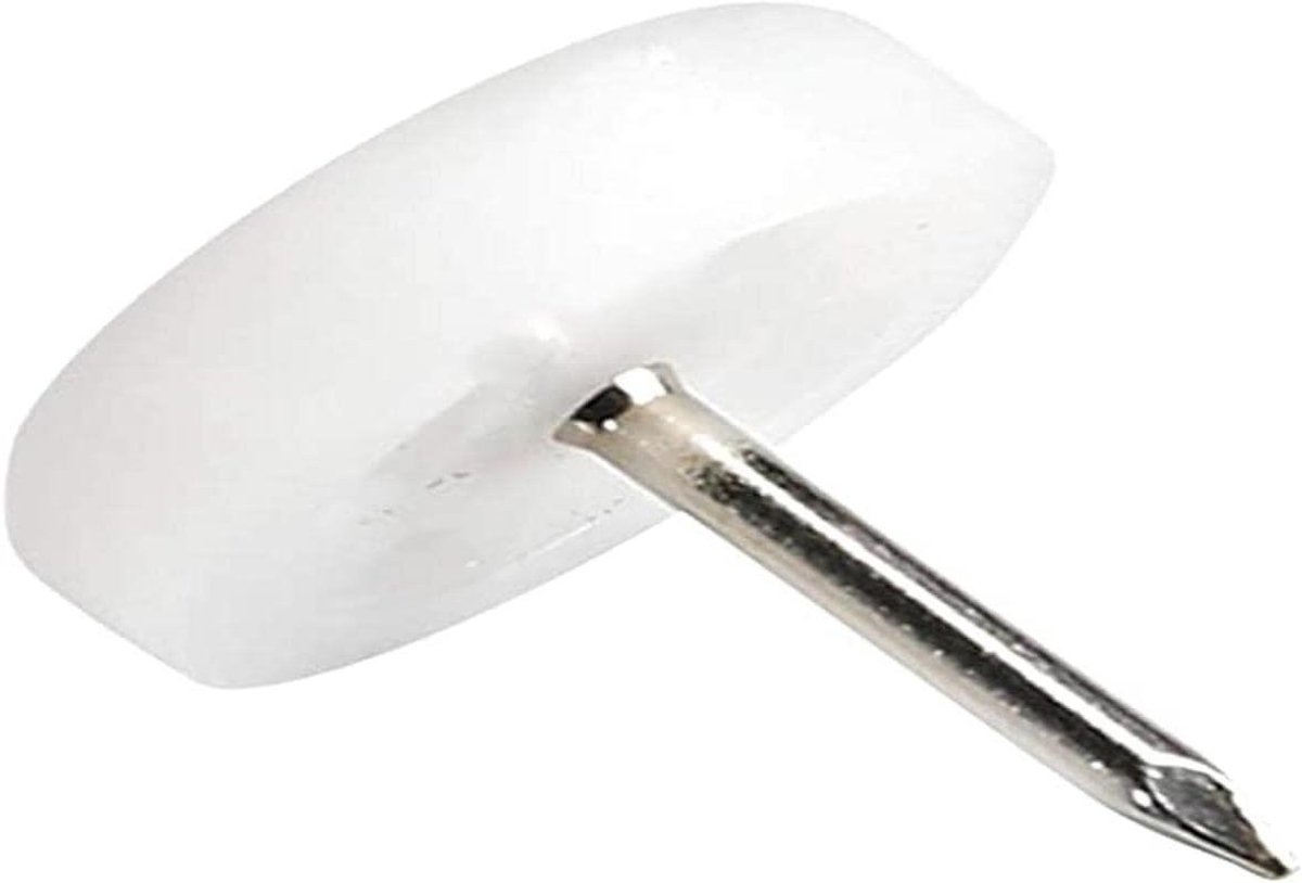 Kunststof Glijders - Meubelbeschermers Stoelglijders - Meubels Beschermen - Met Spijker - Ø 18 mm - Wit