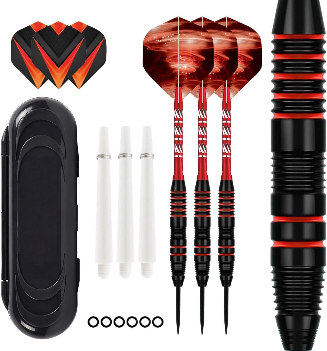Steel Darts Set - Professionele Darts - Darten Oefenen - Met Anti-Los Ring - 3 stuks - Rood