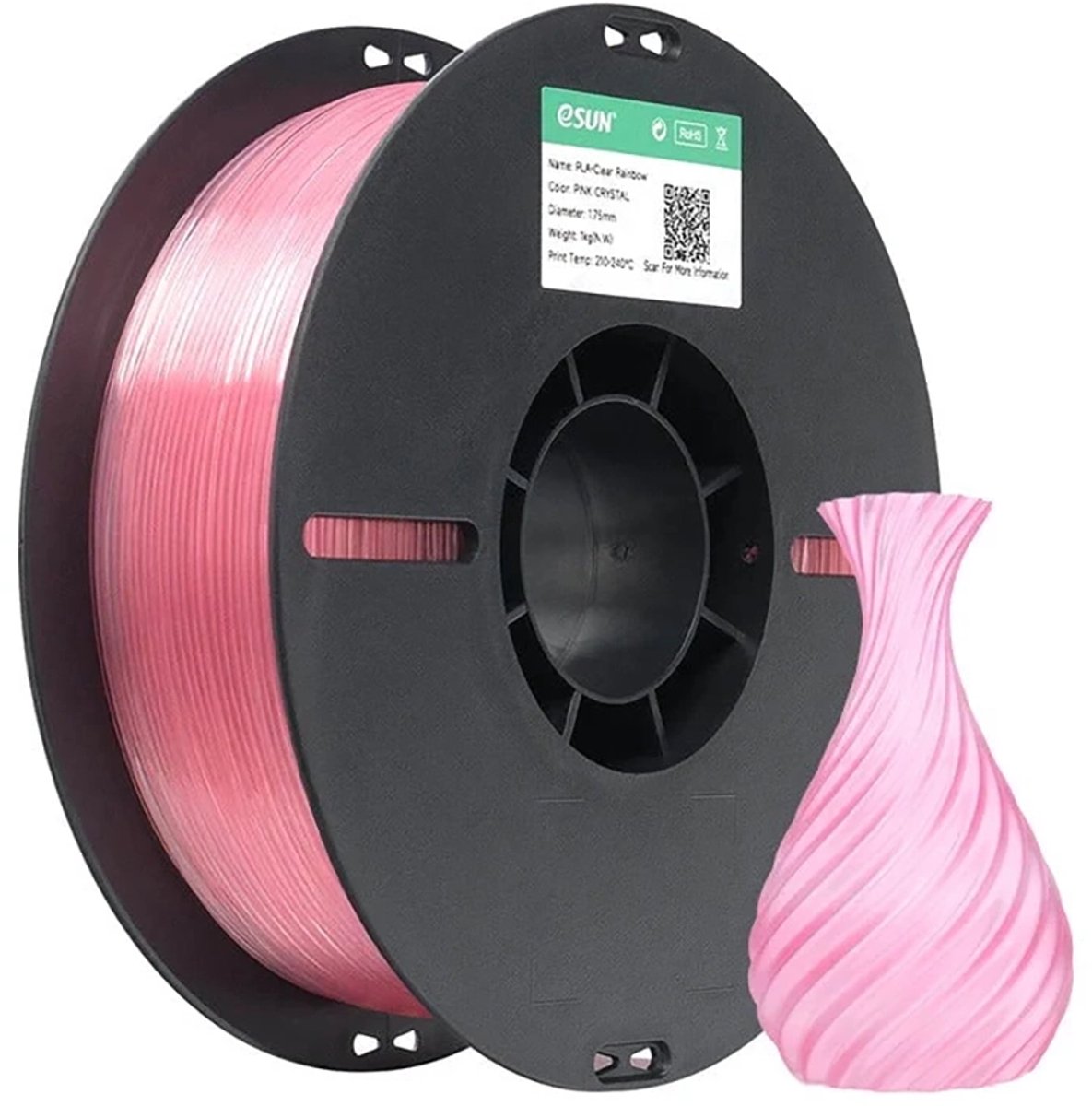 ESUN PLA-Clear Rainbow Roze kristal / Pink crystal - 1 kg - 1.75 mm - 3D printer en 3D pen filament