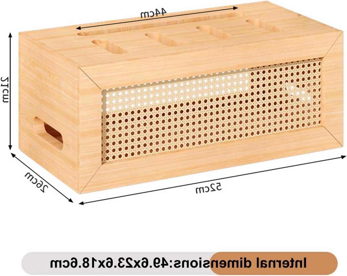 Router Opbergdoos - Wandrek Media - Kabel Management - Rotan Design - 42cm - Houtkleur