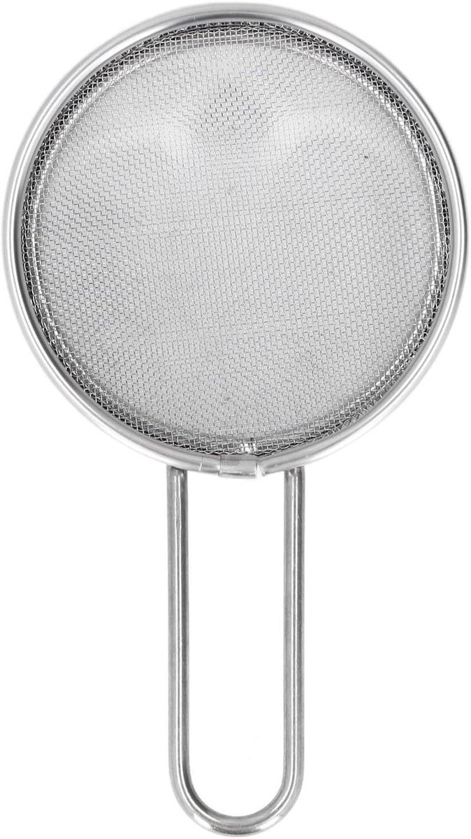 Mini Bloem Zeef - Ronde Zeef - Bakken Ingrediënten - 40 Mesh Fijn - Compact Formaat - Zilverkleurig